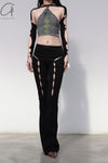 Rui Zhou WV05 series hollow flared stretch casual pants RUI-RUIFW21WV05-HEI Black Onyx